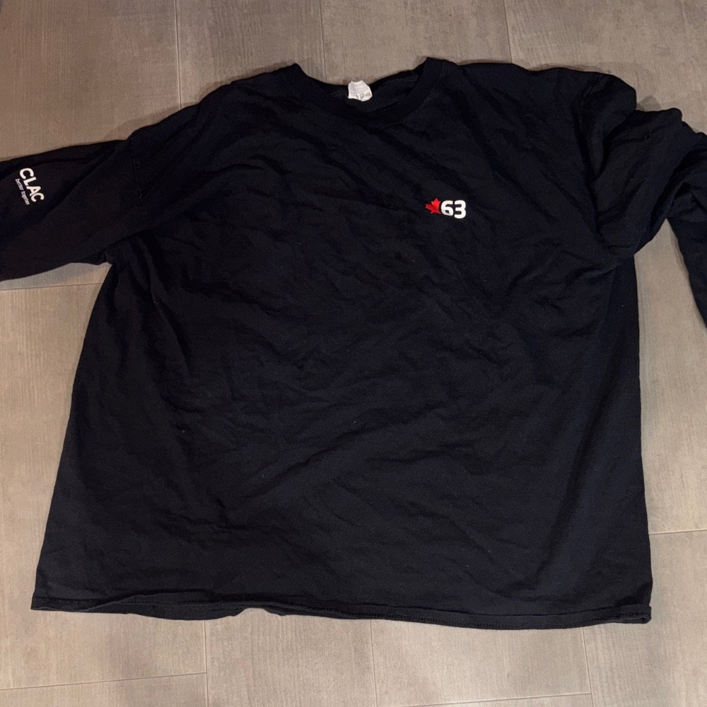 Men's Black Long-Sleeve Graphic Tee with 63 Accent